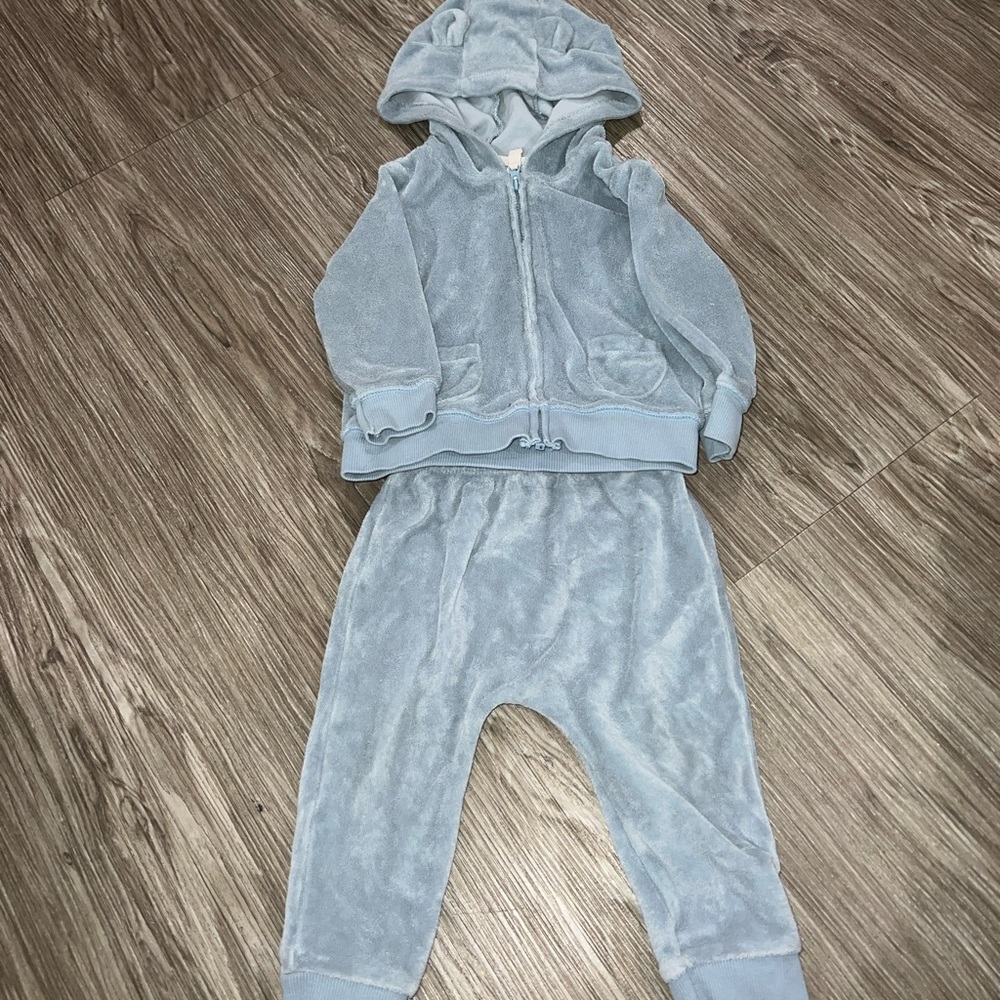 Carters terry cloth blue matching set